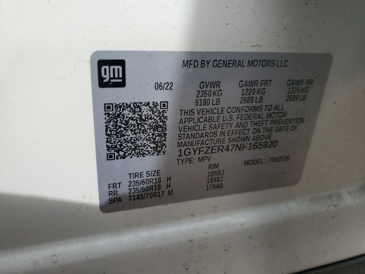 2022 Cadillac Xt4 Sport VIN: 1GYFZER47NF165920 Lot: 50389935