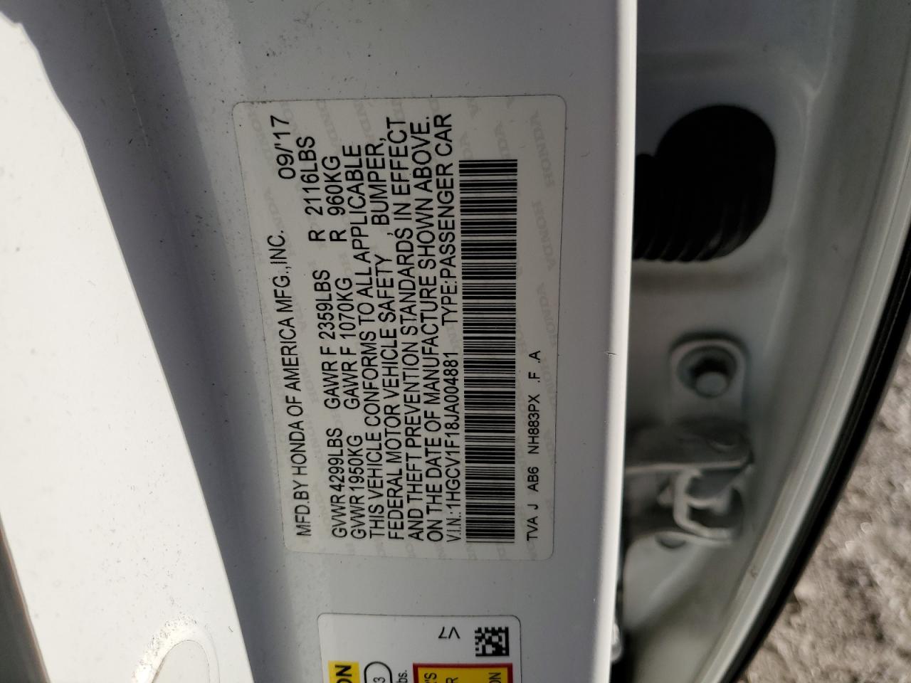 1HGCV1F18JA004881 HONDA ACCORD 2018