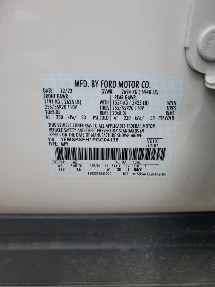 2023 Ford Explorer Limited VIN: 1FMSK8FH1PGC04138 Lot: 50731415