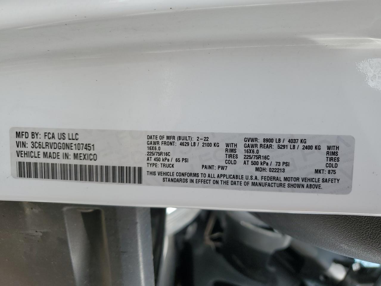 3C6LRVDG0NE107451 RAM All Models 2022