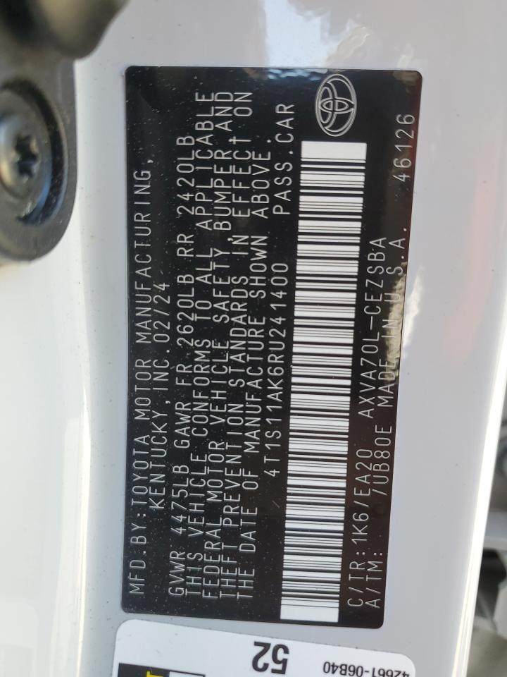 4T1S11AK6RU241400 TOYOTA CAMRY 2024