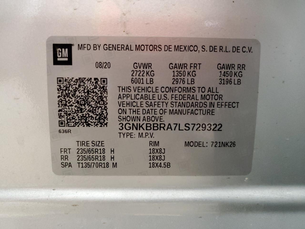 3GNKBBRA7LS729322 CHEVROLET BLAZER 2020