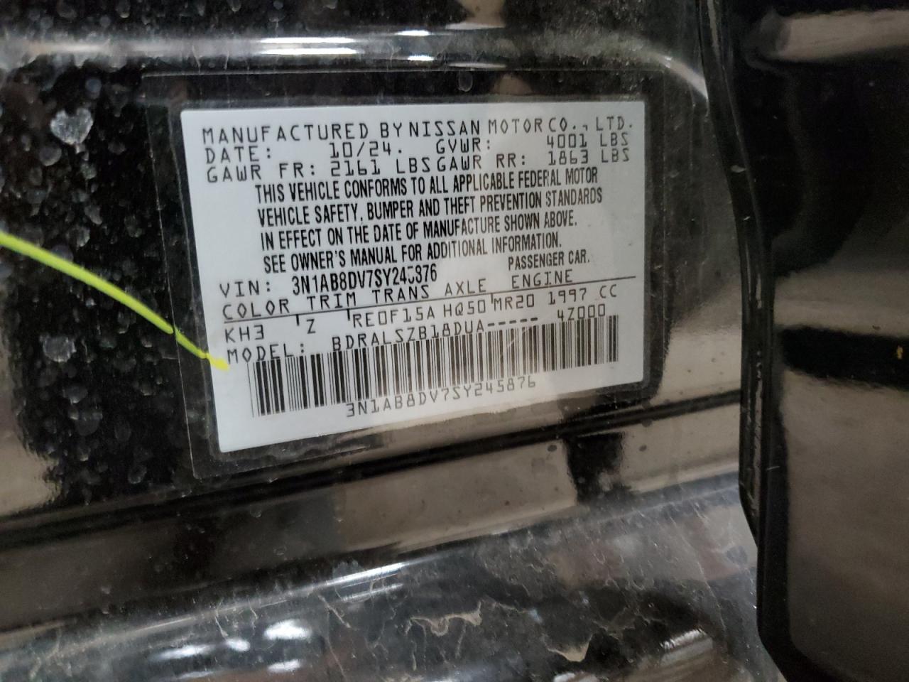 3N1AB8DV7SY245876 NISSAN SENTRA 2025
