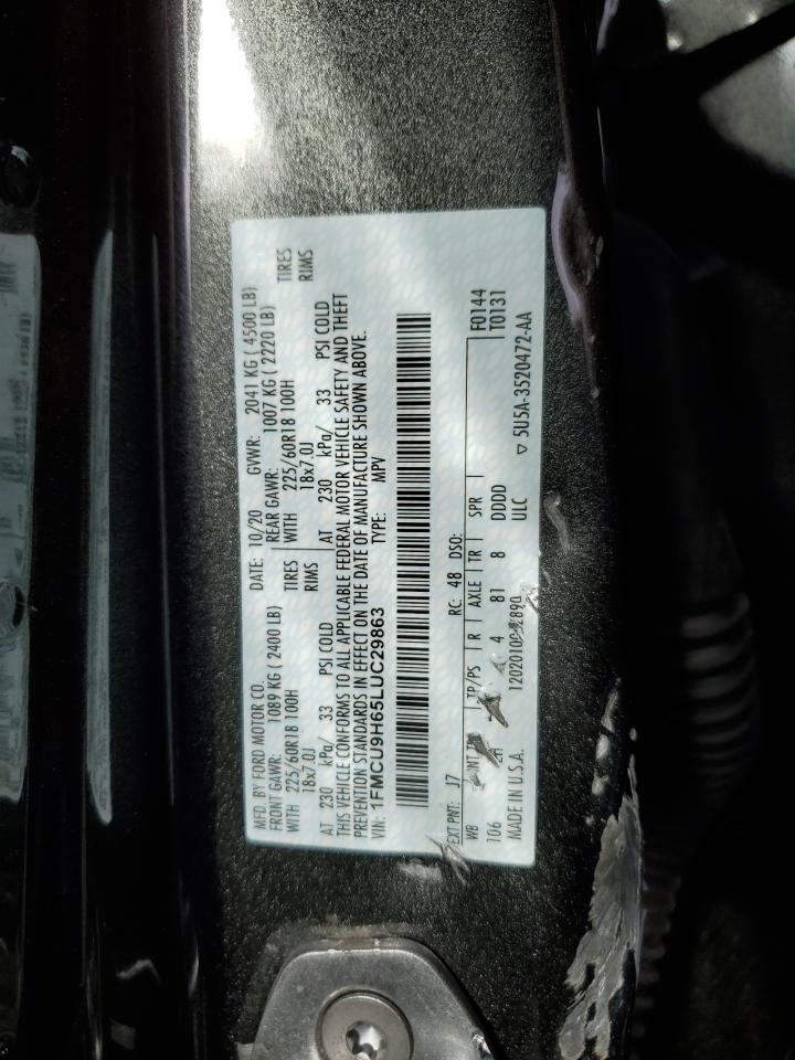 1FMCU9H65LUC29863 FORD ESCAPE 2020
