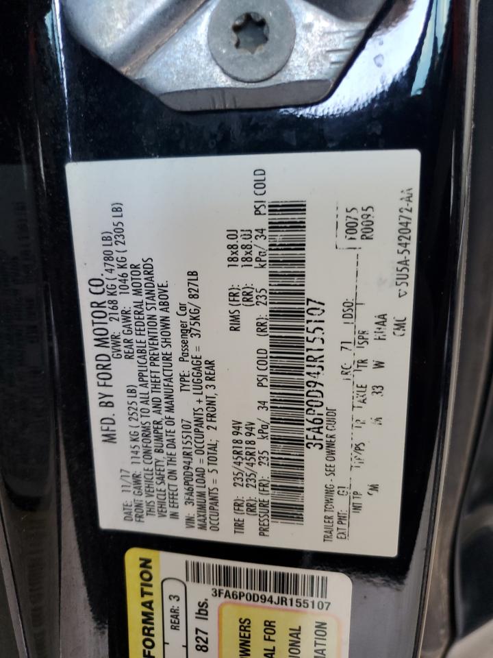 3fa6p0d94jr155107 3FA6P0D94JR155107 2018 Ford Fusion Titanium/Platinum