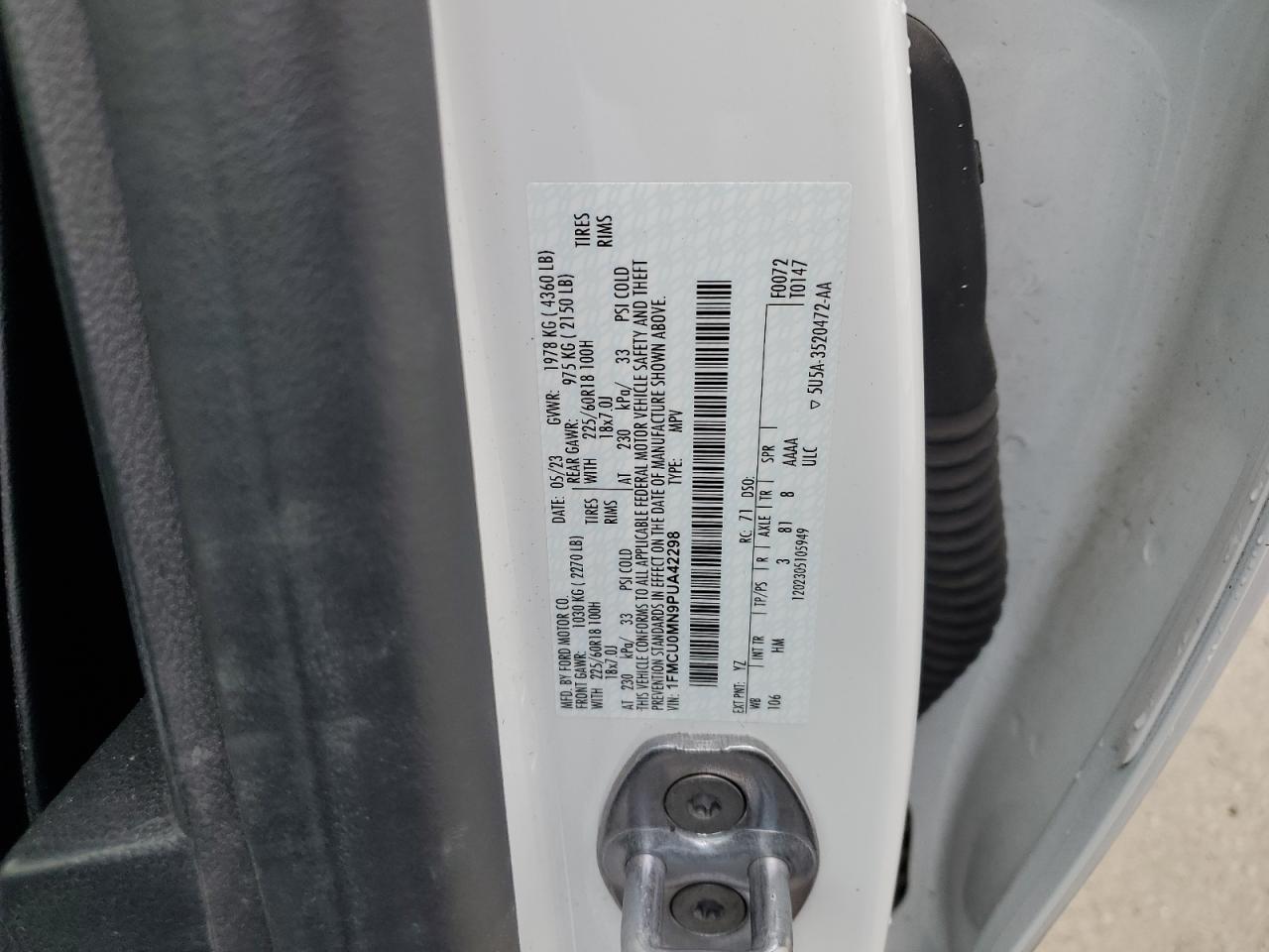 1FMCU0MN9PUA42298 FORD ESCAPE 2023