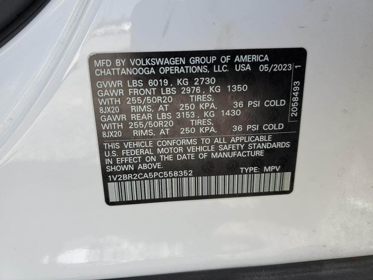 1V2BR2CA5PC558352 VOLKSWAGEN ATLAS 2023