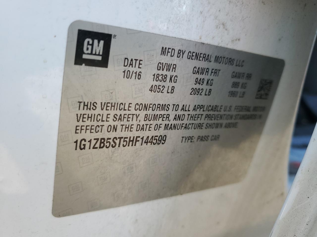1G1ZB5ST5HF144599 CHEVROLET MALIBU 2017
