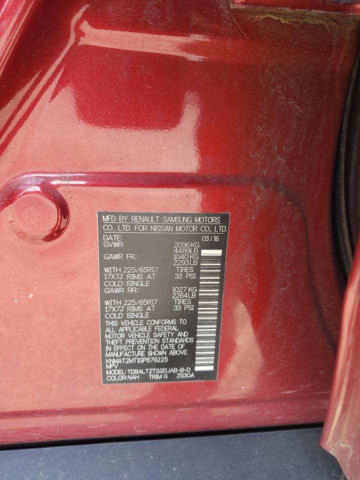 KNMAT2MT1GP679225 NISSAN ROGUE 2016