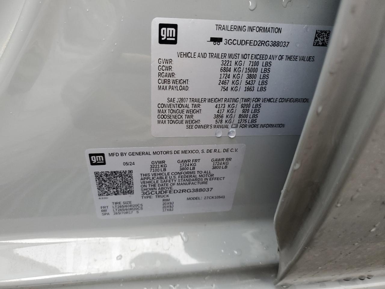 3GCUDFED2RG388037 CHEVROLET ALL Models 2024