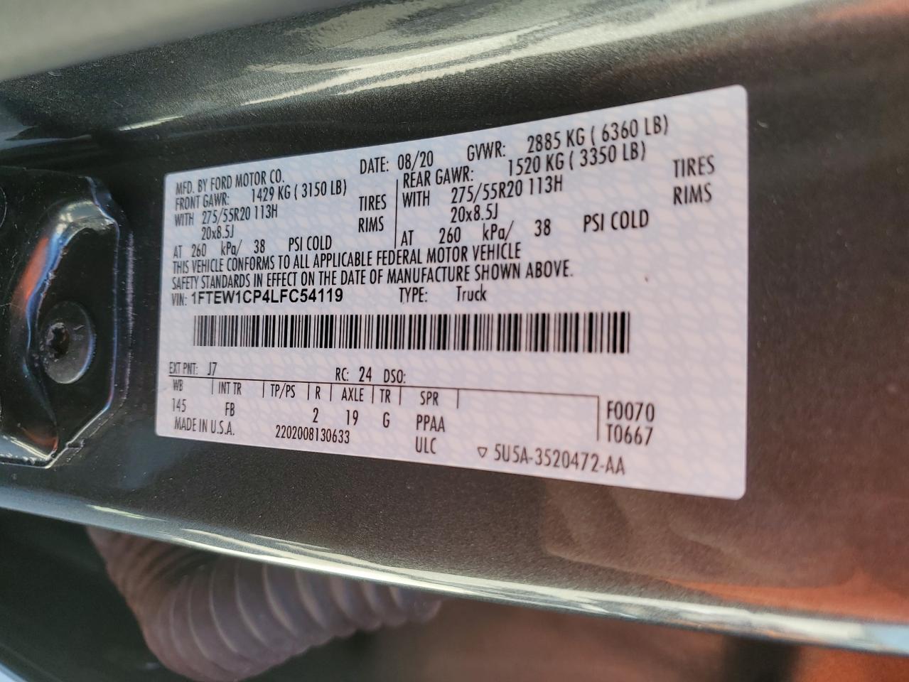 1FTEW1CP4LFC54119 FORD F-150 2020