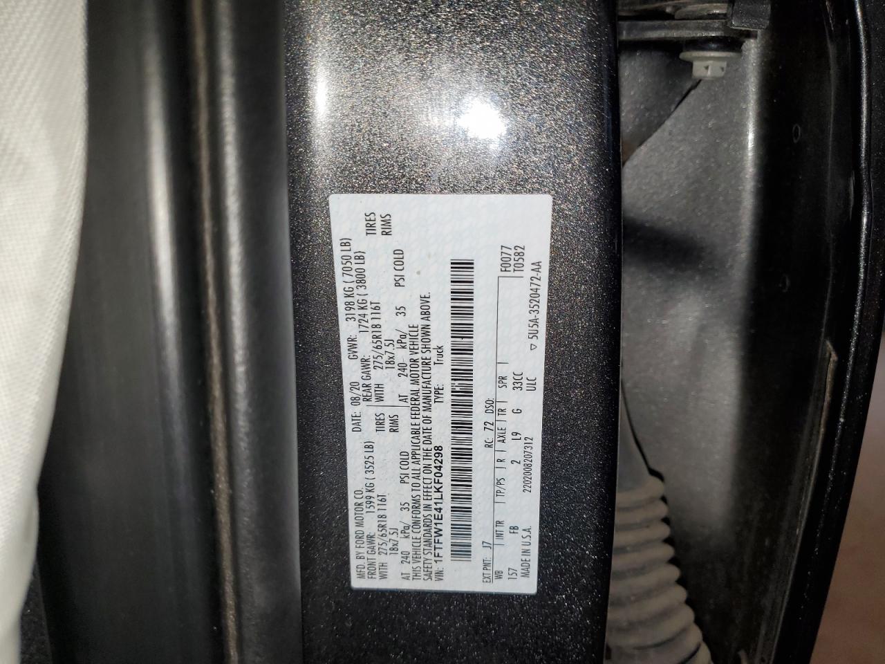 1FTFW1E41LKF04298 FORD F-150 2020