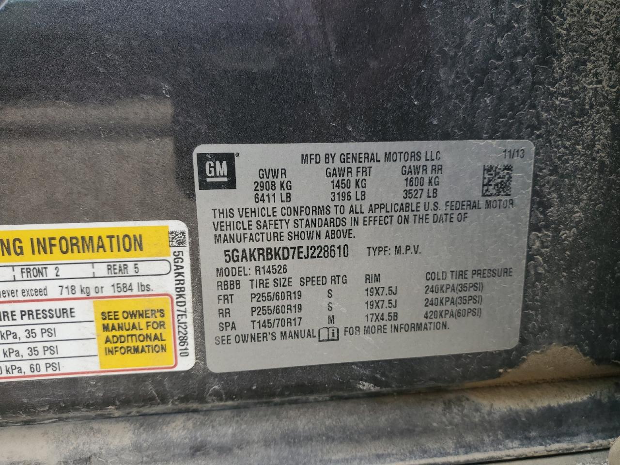 2014 Buick Enclave VIN: 5GAKRBKD7EJ228610 Lot: 49824005