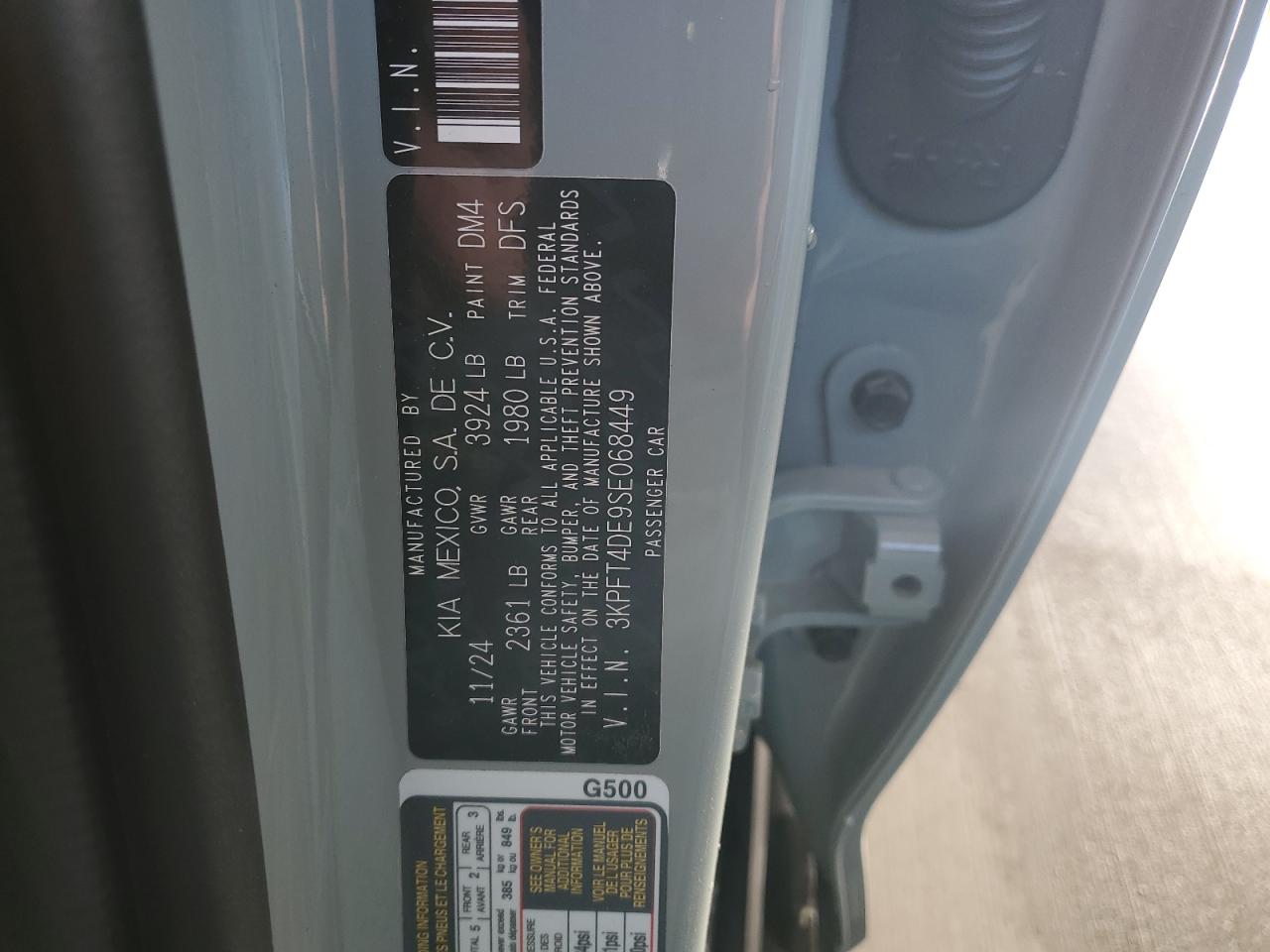 2025 Kia K4 Lx VIN: 3KPFT4DE9SE068449 Lot: 49231795
