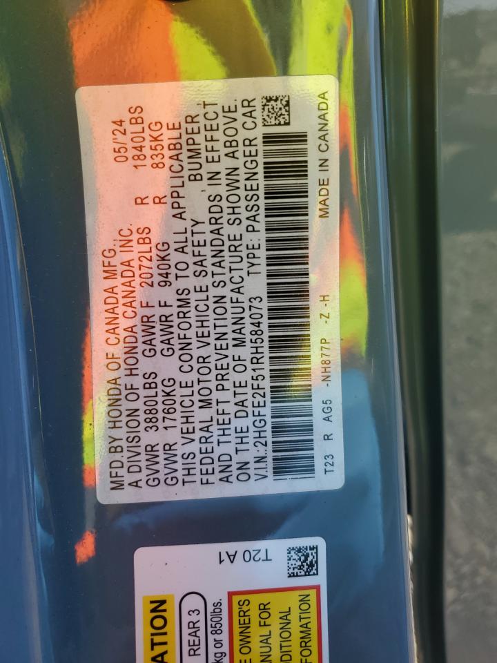 2HGFE2F51RH584073 HONDA CIVIC 2024