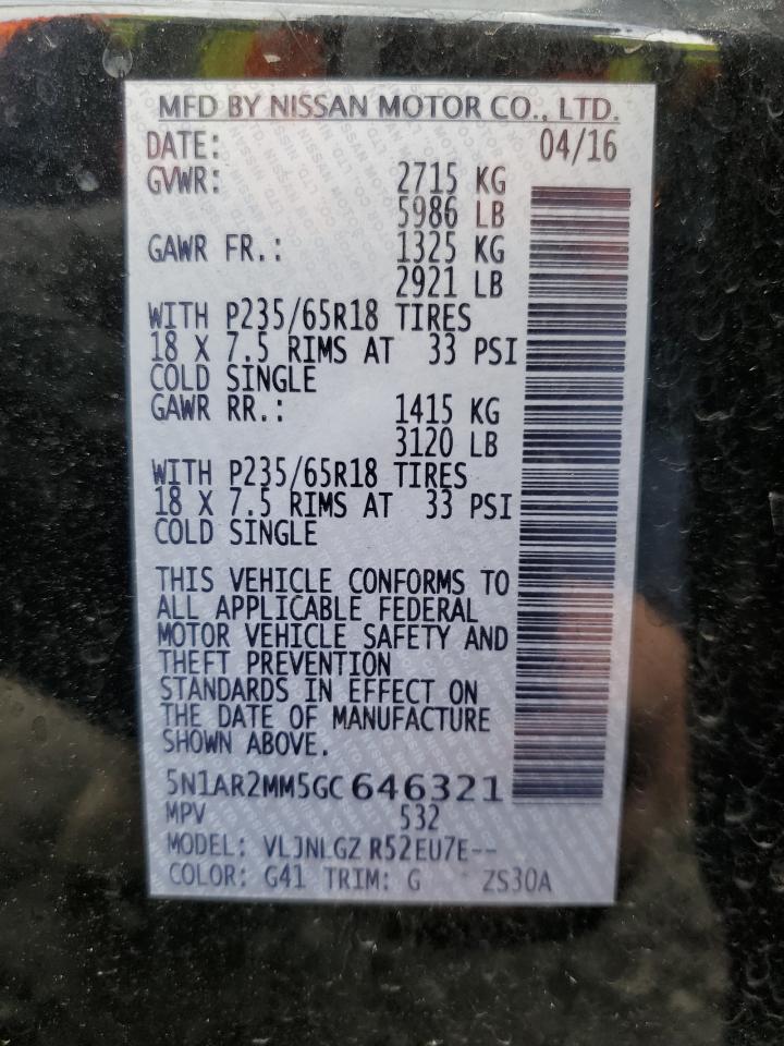 5N1AR2MM5GC646321 NISSAN PATHFINDER 2016