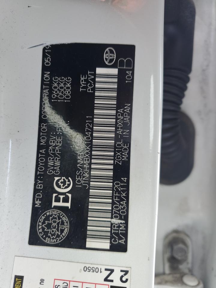 JTNKHMBXXK1047211 TOYOTA C-HR 2019
