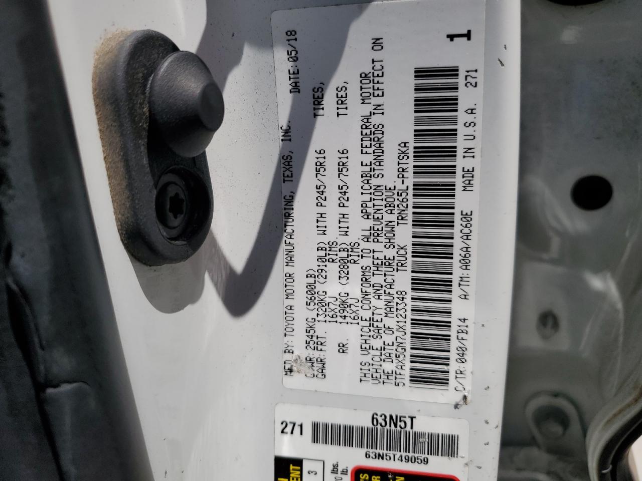 5TFAX5GN7JX123348 TOYOTA TACOMA 2018