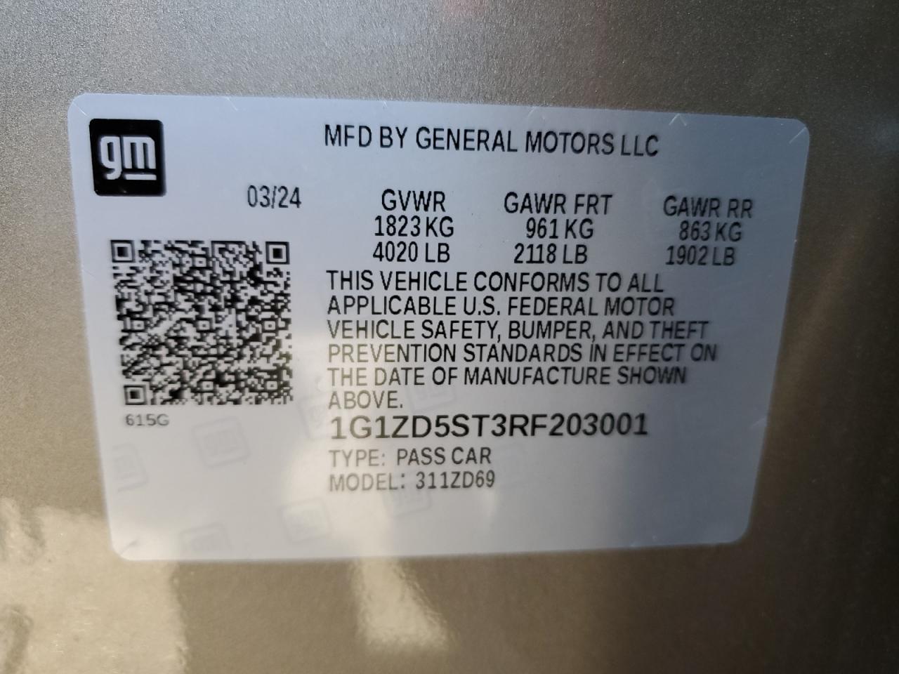 1G1ZD5ST3RF203001 CHEVROLET MALIBU 2024