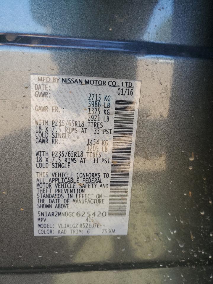 5N1AR2MN0GC625420 NISSAN PATHFINDER 2016