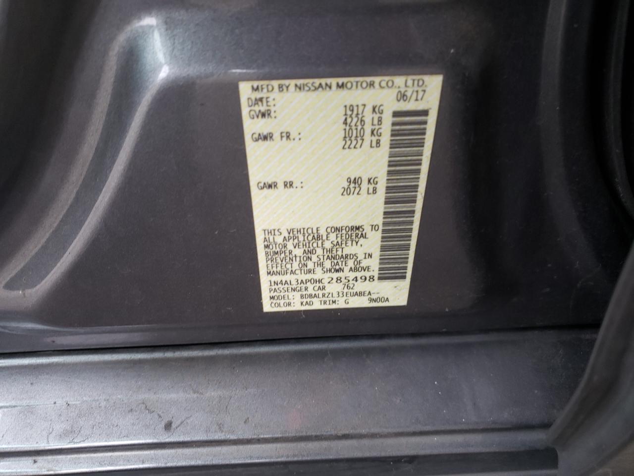 1N4AL3AP0HC285498 NISSAN ALTIMA 2017