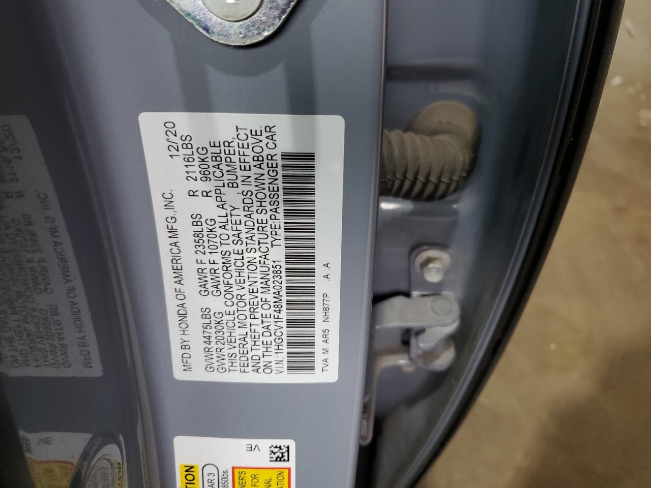 1HGCV1F48MA023851 HONDA ACCORD 2021