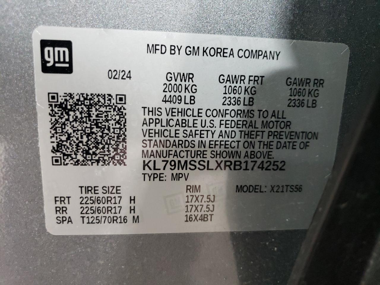 KL79MSSLXRB174252 CHEVROLET TRAILBLZR 2024