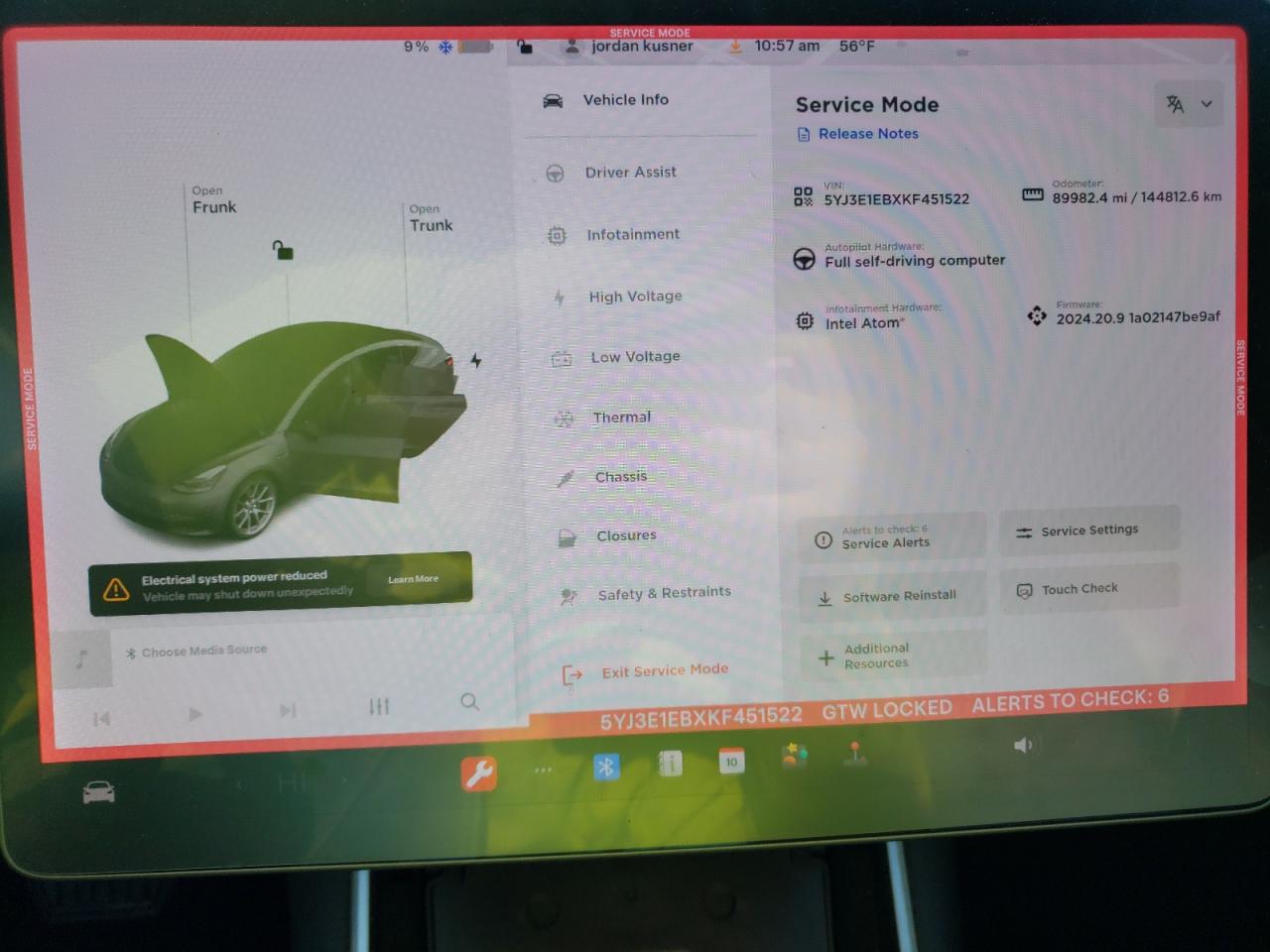 5YJ3E1EBXKF451522 TESLA MODEL 3 2019