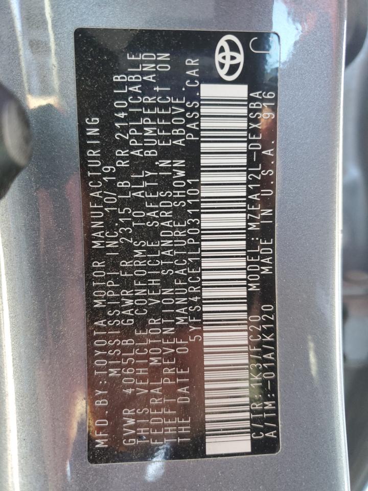 5YFS4RCE1LP031101 TOYOTA COROLLA 2020