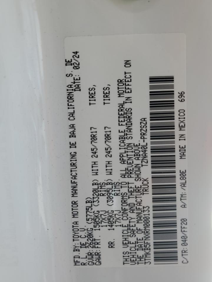 3TMKB5FNXRM000133 TOYOTA TACOMA 2024