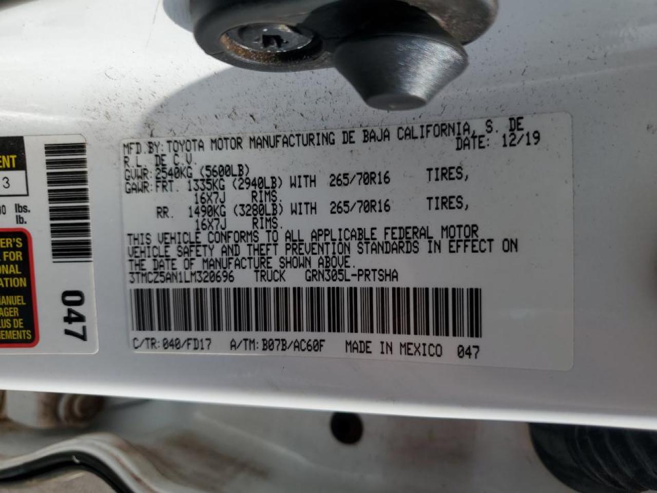 3TMCZ5AN1LM320696 TOYOTA TACOMA 2020