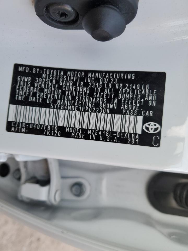 5YFB4MDE1PP022308 TOYOTA COROLLA 2023