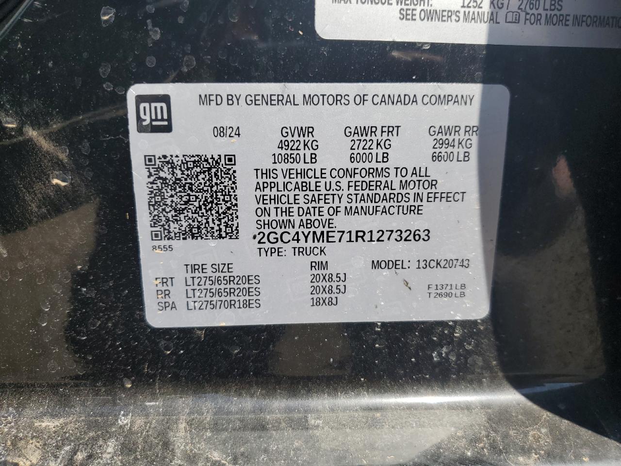 2GC4YME71R1273263 CHEVROLET ALL Models 2024