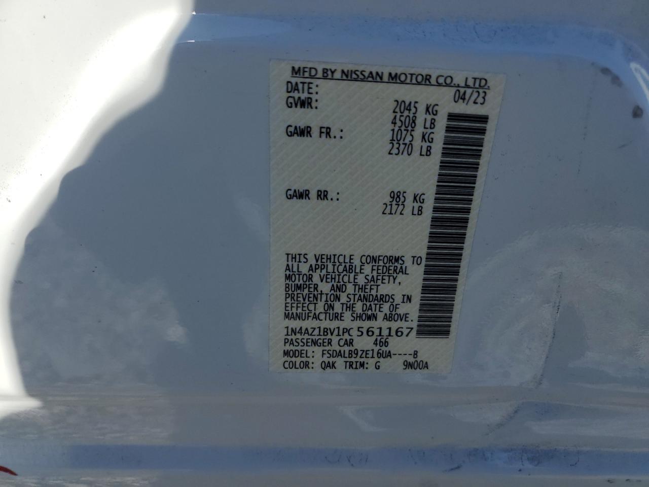 1N4AZ1BV1PC561167 NISSAN LEAF 2023