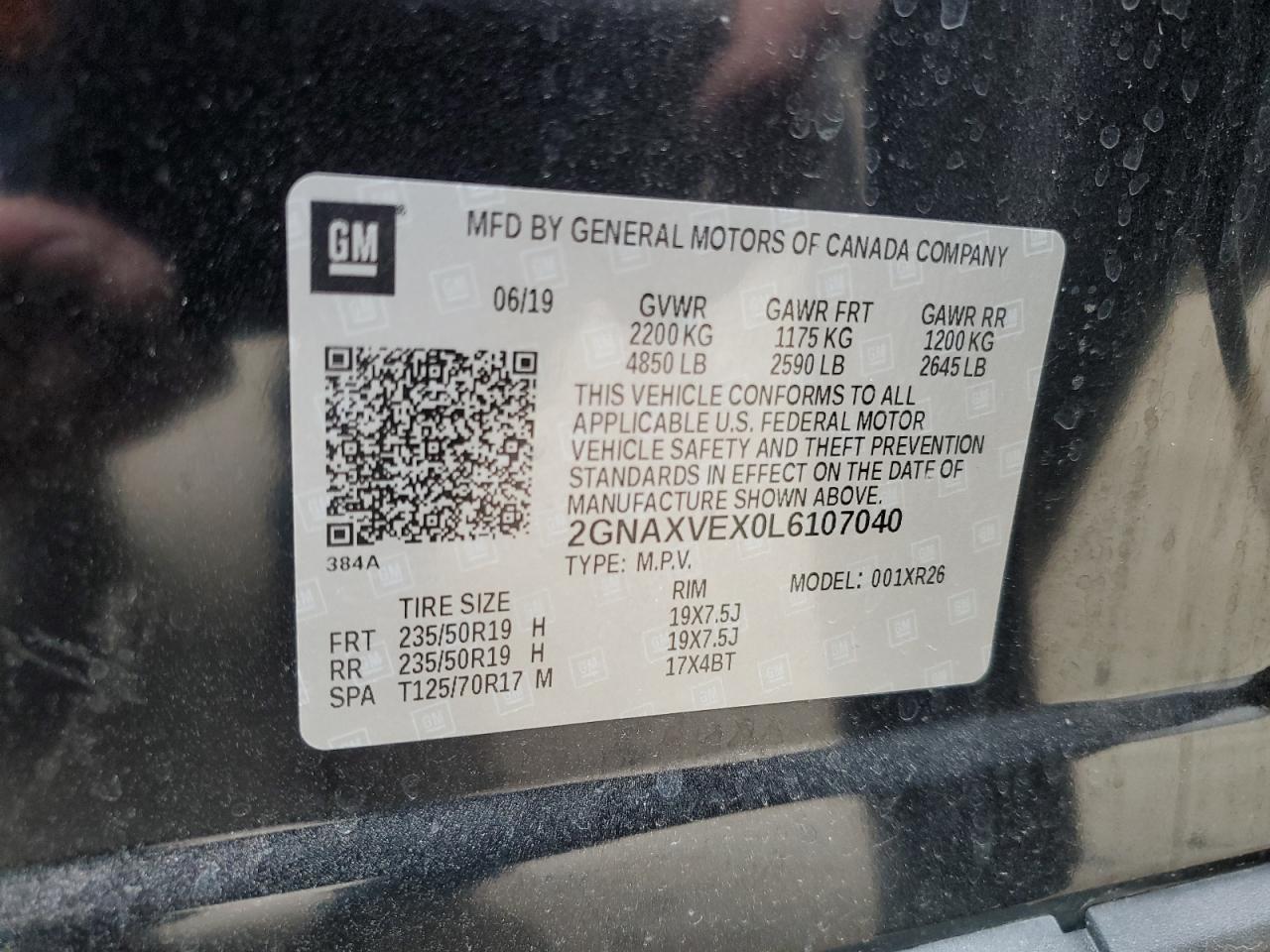 2GNAXVEX0L6107040 CHEVROLET EQUINOX 2020