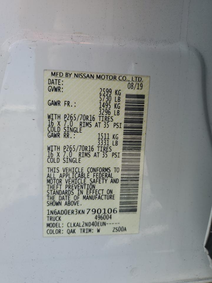 1N6AD0ER3KN790106 NISSAN FRONTIER 2019
