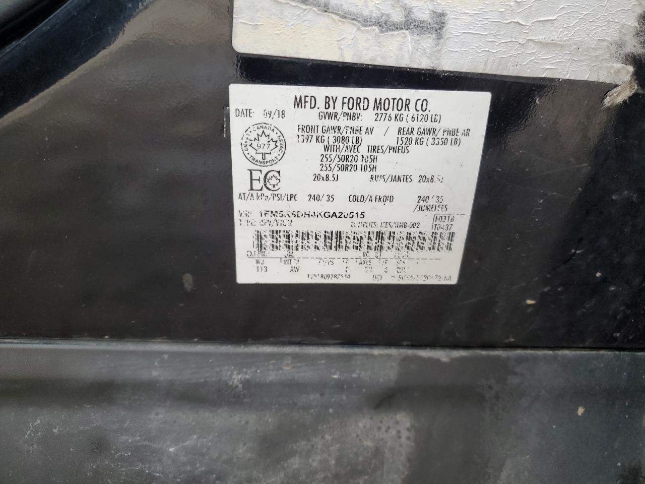 1FM5K8DH4KGA20515 FORD EXPLORER 2019