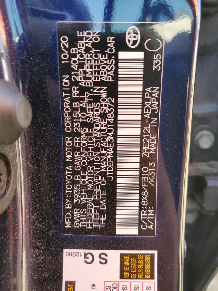 JTDEPMAE3MJ148372 TOYOTA COROLLA 2021