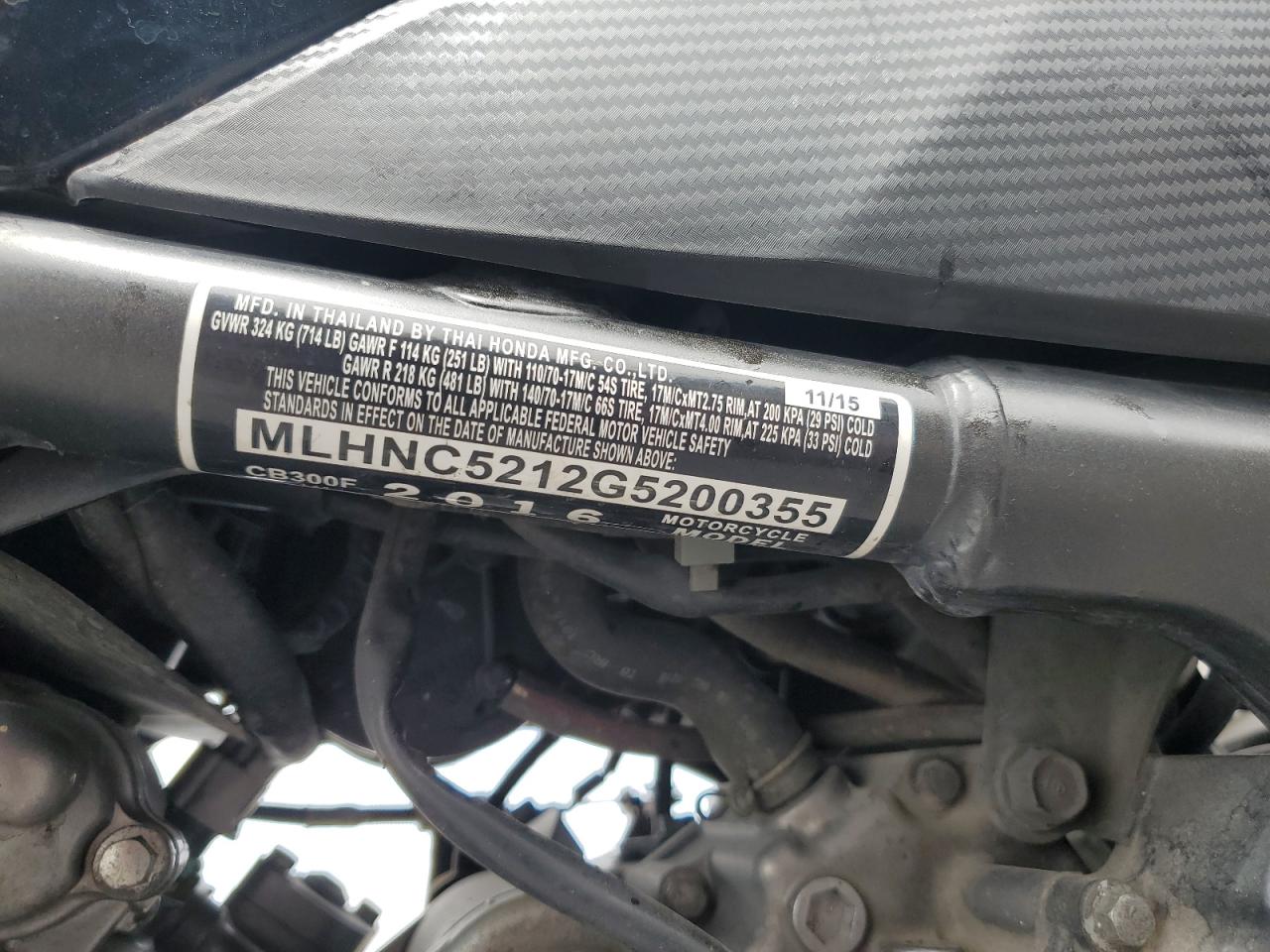 MLHNC5212G5200355 HONDA CB CYCLE 2016