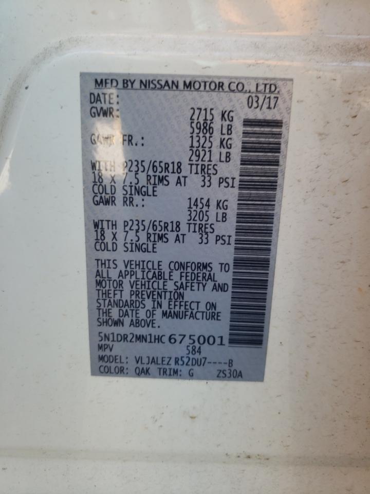 5N1DR2MN1HC675001 NISSAN PATHFINDER 2017