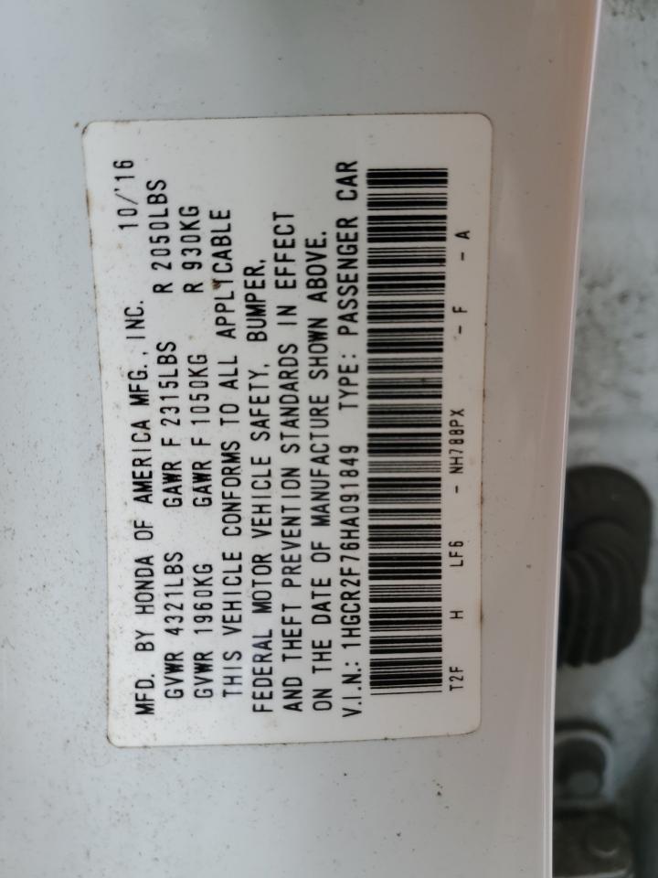 1HGCR2F76HA091849 HONDA ACCORD 2017