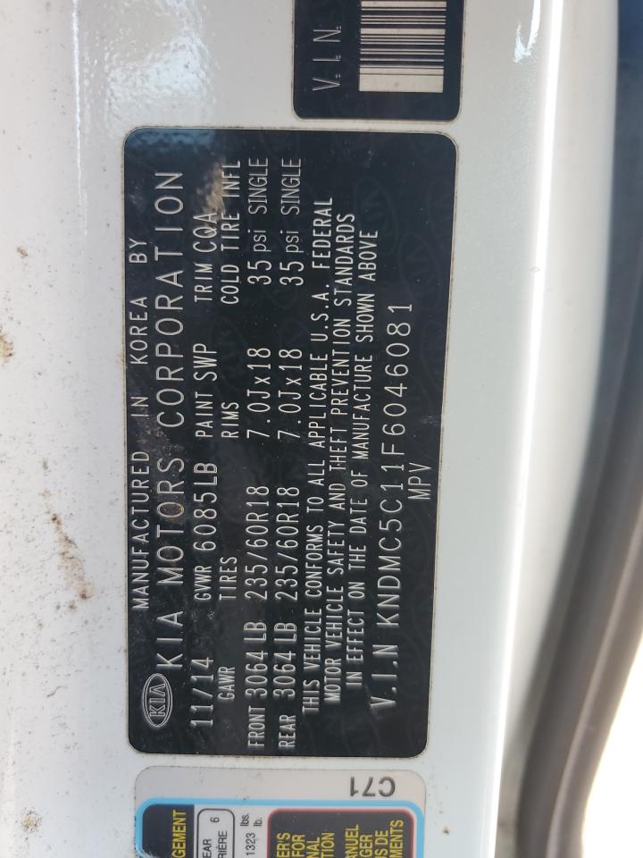 kndmc5c11f6046081 KNDMC5C11F6046081 2015 Kia Sedona Ex