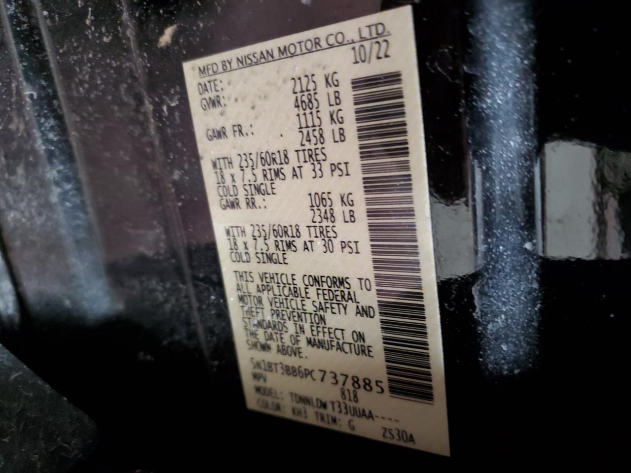 5N1BT3BB6PC737885 NISSAN ROGUE 2023