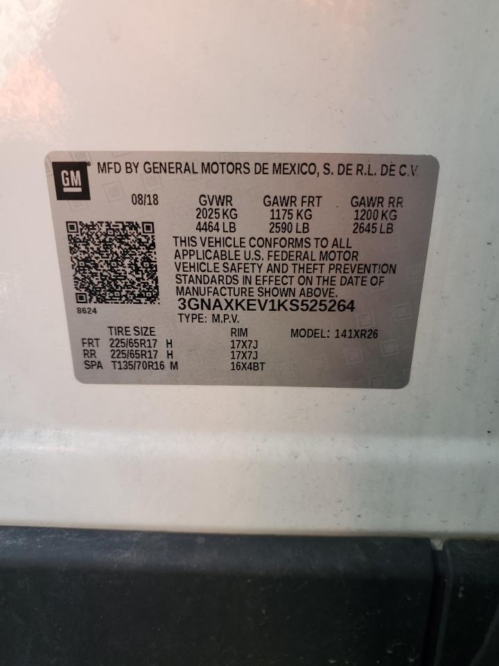 3GNAXKEV1KS525264 CHEVROLET EQUINOX 2019