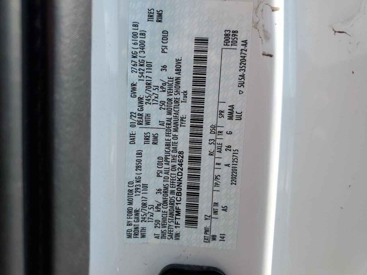 1FTMF1CB0NKD24628 FORD All Models 2022