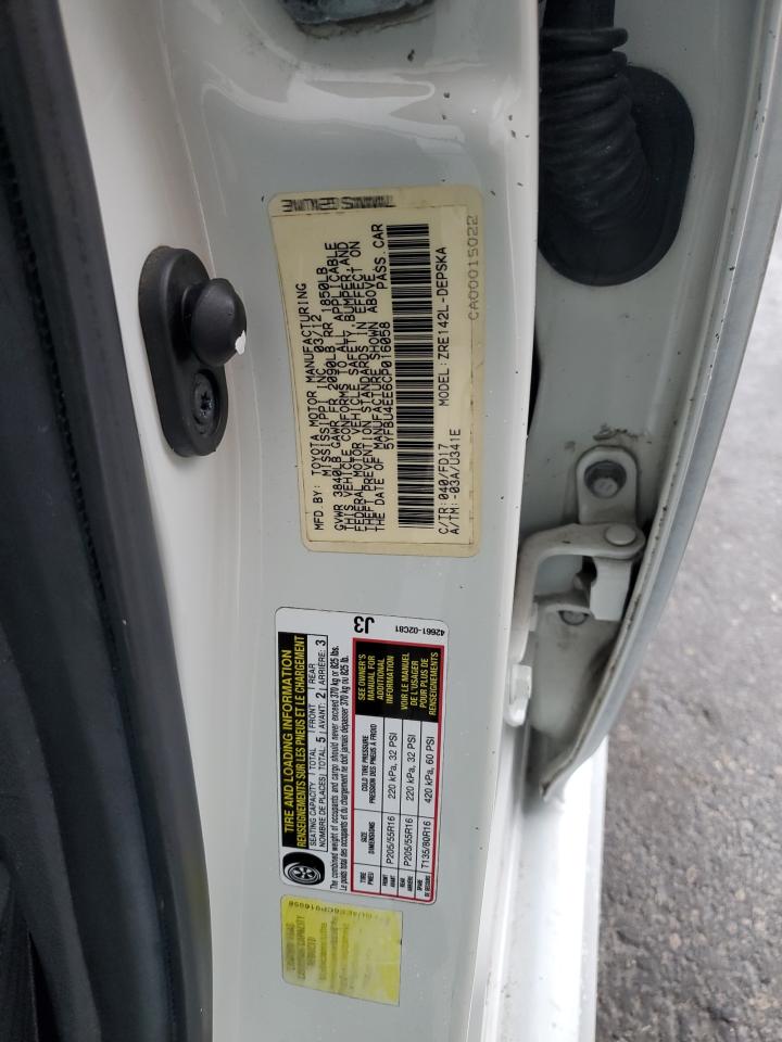 2012 Toyota Corolla Base VIN: 5YFBU4EE6CP016058 Lot: 47393505