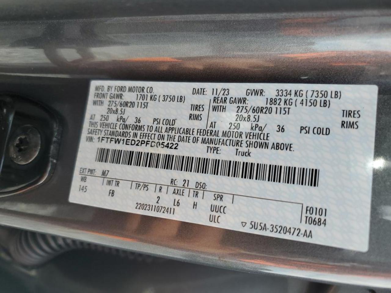 1FTFW1ED2PFD05422 FORD F-150 2023