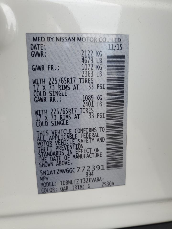 5N1AT2MV6GC772391 NISSAN ROGUE 2016