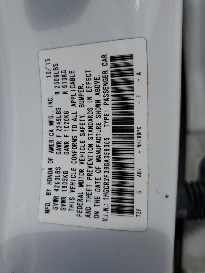 1HGCR2F39GA059005 HONDA ACCORD 2016