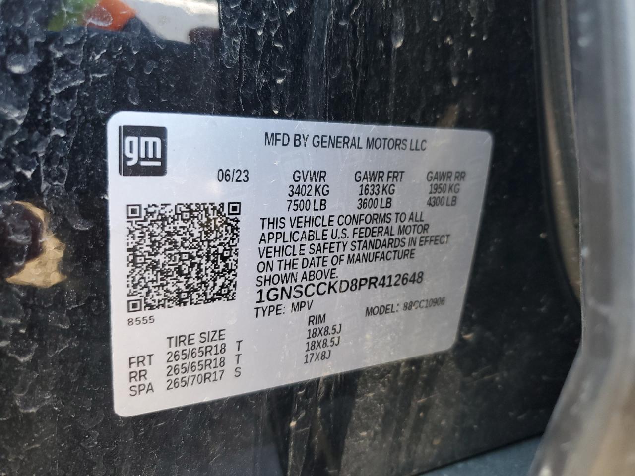 1GNSCCKD8PR412648 CHEVROLET SUBURBAN 2023